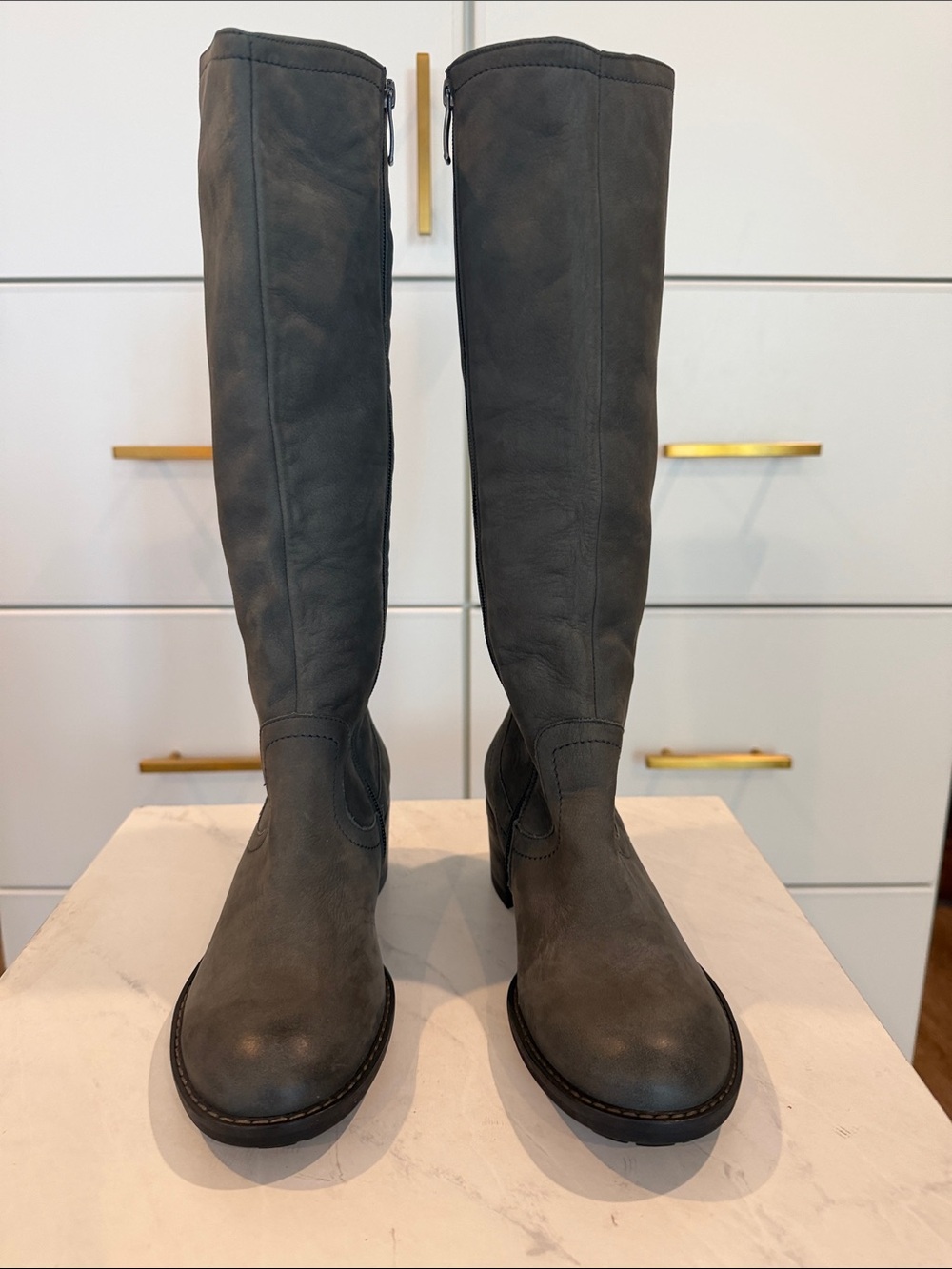 Paul Green Women's Over-the-Knee Zip Boot in Charcoal Gray